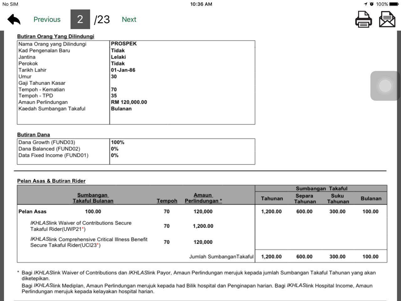 quotation takaful